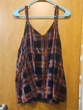 torrid Velvet Plaid Tank in Navy, Rust and Cobalt